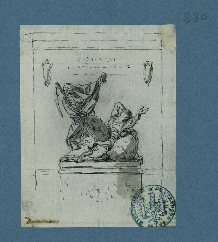 Groupe allégorique représentant la Mort, pour le catafalque de la pompe funèbre de Marie-Thérèse à Notre-Dame de Paris / Louis-Jacques Durameau , [S.l.] : [L.-J. Durameau], [1700-1800]