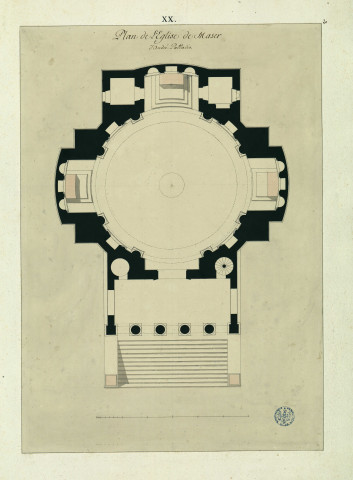 Plan de l'église de Maser, d'André Palladio / Pierre-Adrien Pâris , [S.l.] : [P.-A. Pâris], [1700-1800]