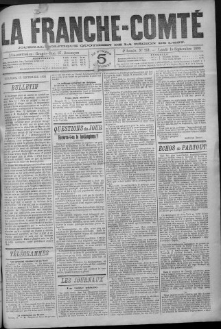 15/09/1890 - La Franche-Comté : journal politique de la région de l'Est