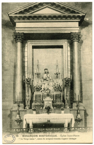 Eglise Saint-Pierre. "La Vierge assise", oeuvre du sculpteur bisontin Auguste Clésinger [image fixe] , 1904/1930