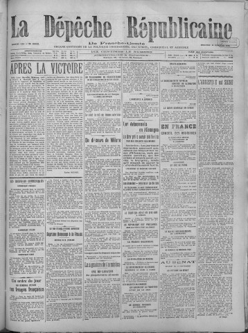 13/11/1918 - La Dépêche républicaine de Franche-Comté [Texte imprimé]