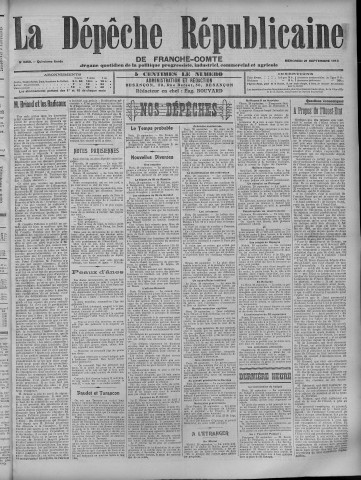21/09/1910 - La Dépêche républicaine de Franche-Comté [Texte imprimé]