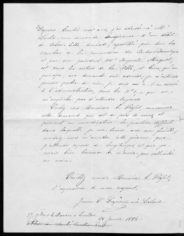 Ms Z 791 - Victor Hugo. Apostille de recommandation sur une lettre. 1882