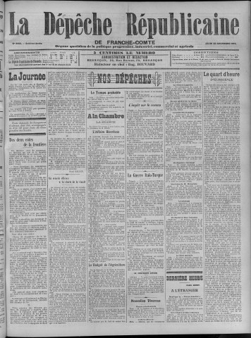 23/11/1911 - La Dépêche républicaine de Franche-Comté [Texte imprimé]