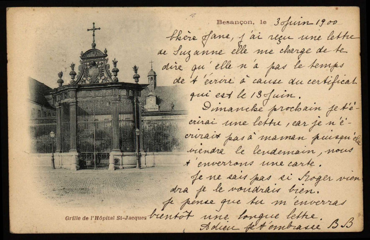 Besançon - Grille de l'Hôpital St-Jacques. [image fixe] , 1897/1900