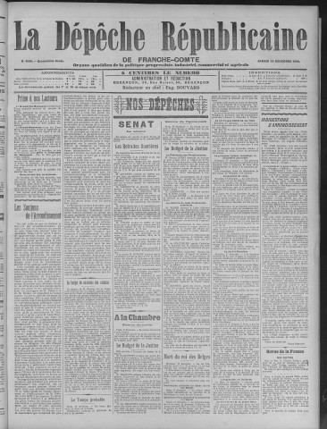 18/12/1909 - La Dépêche républicaine de Franche-Comté [Texte imprimé]