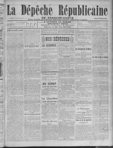 20/02/1908 - La Dépêche républicaine de Franche-Comté [Texte imprimé]
