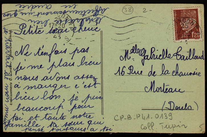 Besançon - Cour Ménager Sagesse - Chapelle [image fixe] , Besançon : Etablissements C. Lardier ; C-L-B, 1915/1943