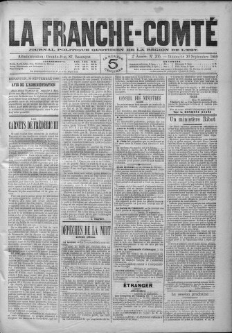 30/09/1888 - La Franche-Comté : journal politique de la région de l'Est