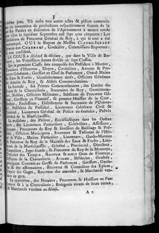 Arrest de la cour de Parlement de Besançon qui règle des droits des curés des paroisses de la même ville : Extrait des registres du Parlement : [1753]