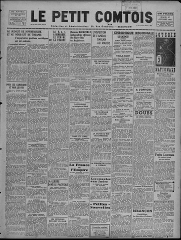 27/10/1942 - Le petit comtois [Texte imprimé] : journal républicain démocratique quotidien