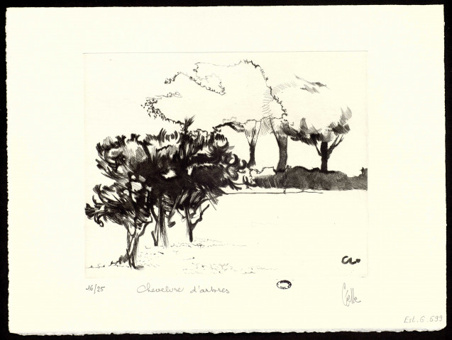 Chevelure d'arbres [entre Dijon et Besançon, TGV] [estampe] / Céelle , [Paris : Atelier Georges Leblanc, 1980]