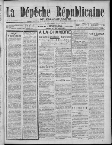 11/11/1905 - La Dépêche républicaine de Franche-Comté [Texte imprimé]