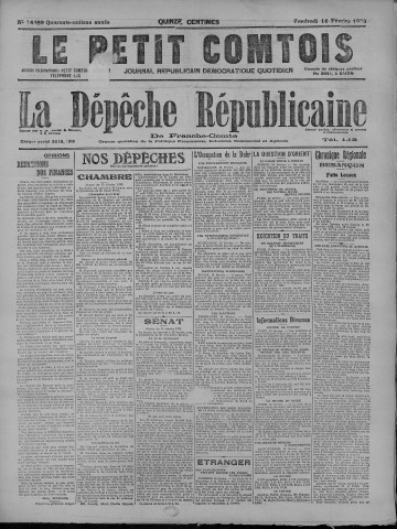 16/02/1923 - La Dépêche républicaine de Franche-Comté [Texte imprimé]
