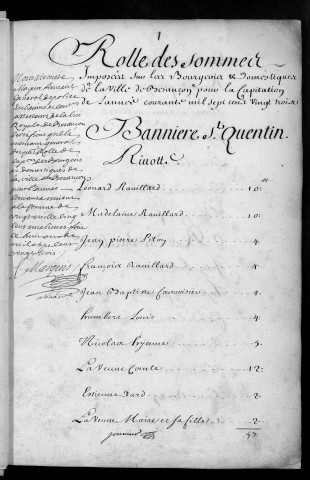 Registre de Capitation pour l'année 1723