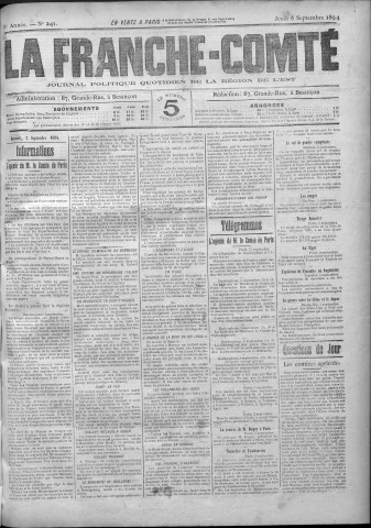 06/09/1894 - La Franche-Comté : journal politique de la région de l'Est