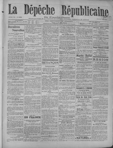 03/08/1919 - La Dépêche républicaine de Franche-Comté [Texte imprimé]