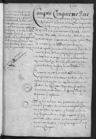 Comptes de la Ville de Besançon, recettes et dépenses, Compte de Nicolas Grandmougin (1er juin 1641 - 31 mai 1642)