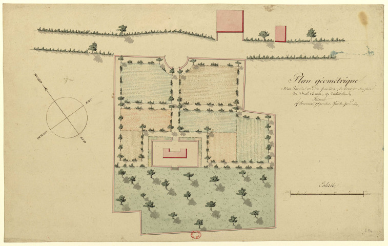 Plan géométrique d'un jardin et d'un pavillon, le tout en surface ... [Dessin] , [S.l.] : [s.n.], [1750-1799]