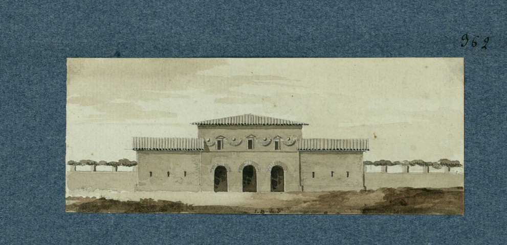 Façade et murs d'une maison méditerranéenne / Jean-Baptiste-Louis Le Faivre , [S.l.] : [J.-B.-L. Le Faivre], [1700-1800]