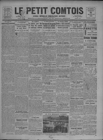 15/08/1930 - Le petit comtois [Texte imprimé] : journal républicain démocratique quotidien
