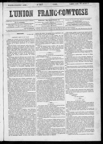 16/10/1880 - L'Union franc-comtoise [Texte imprimé]