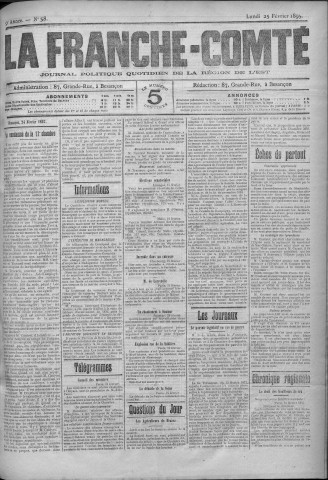 25/02/1895 - La Franche-Comté : journal politique de la région de l'Est