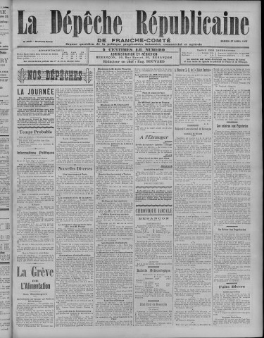 27/04/1907 - La Dépêche républicaine de Franche-Comté [Texte imprimé]