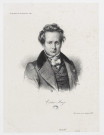 Victor Hugo. [image fixe] / lith. Junca , Paris : Lith : Junca, pass : Saulnier, N°6, 1830/1840