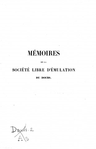 01/01/1848 - Mémoires de la Société d'émulation du Doubs [Texte imprimé]