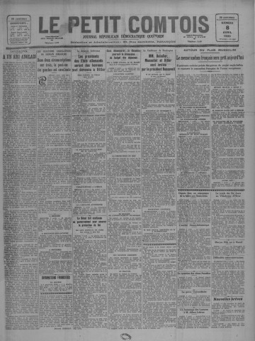 08/04/1933 - Le petit comtois [Texte imprimé] : journal républicain démocratique quotidien