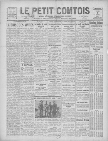 07/03/1927 - Le petit comtois [Texte imprimé] : journal républicain démocratique quotidien