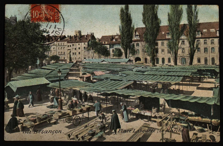 Besançon. Place labourée ; le Marché [image fixe] , Besançon : L. V. & Cie, 1904/1908