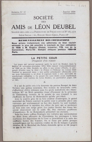 01/1938 - Bulletin / Société des amis de Léon Deubel