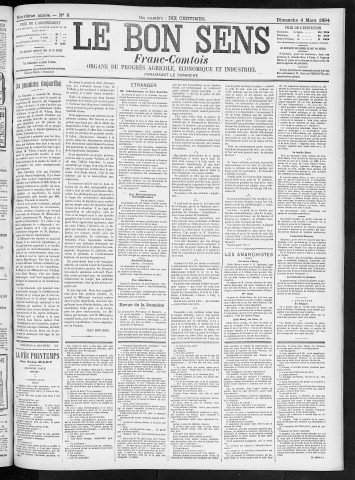 04/03/1894 - Organe du progrès agricole, économique et industriel, paraissant le dimanche [Texte imprimé] / . I
