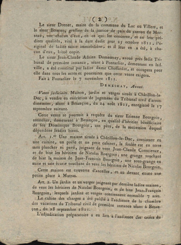 17/11/1811 - Feuille d'avis autorisée par arrêté de M. le Préfet du département du Doubs