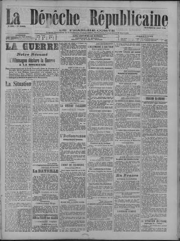 30/08/1916 - La Dépêche républicaine de Franche-Comté [Texte imprimé]