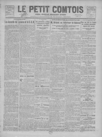 10/03/1926 - Le petit comtois [Texte imprimé] : journal républicain démocratique quotidien