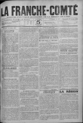 20/04/1890 - La Franche-Comté : journal politique de la région de l'Est