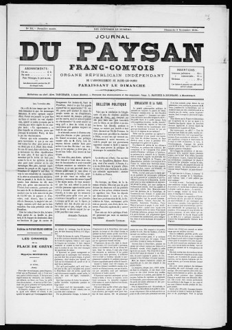 09/11/1884 - Le Paysan franc-comtois : 1884-1887