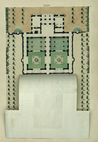 Plan du casino et des jardins de la villa Ludovisi à Rome / Pierre-Adrien Pâris , [S.l.] : [P.-A. Pâris], [1700-1800]
