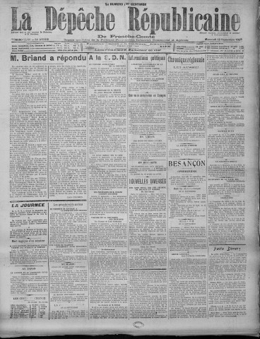 12/09/1928 - La Dépêche républicaine de Franche-Comté [Texte imprimé]