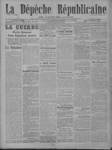 25/09/1916 - La Dépêche républicaine de Franche-Comté [Texte imprimé]