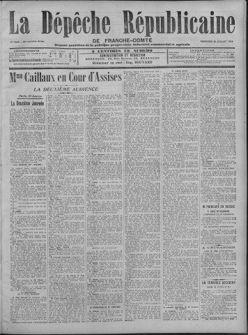 22/07/1914 - La Dépêche républicaine de Franche-Comté [Texte imprimé]