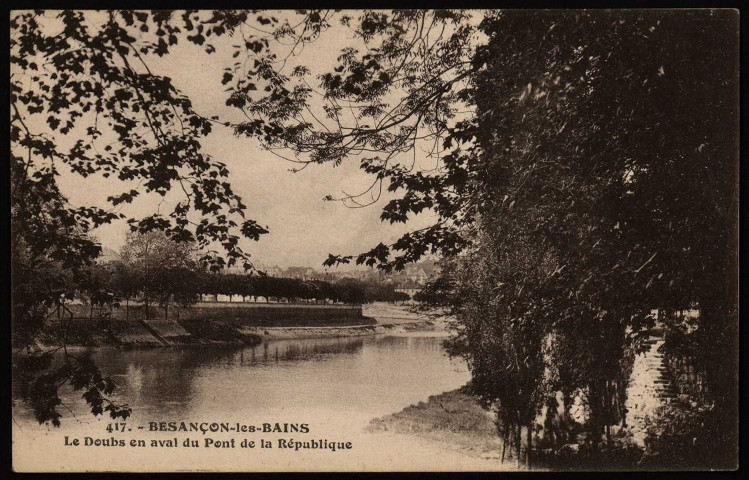 Besançon - Le Doubs en aval du Pont de la République [image fixe] , Besançon : Les Editions C. L. B. - Besançon., 1914/1948