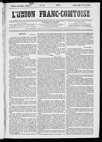 14/01/1878 - L'Union franc-comtoise [Texte imprimé]