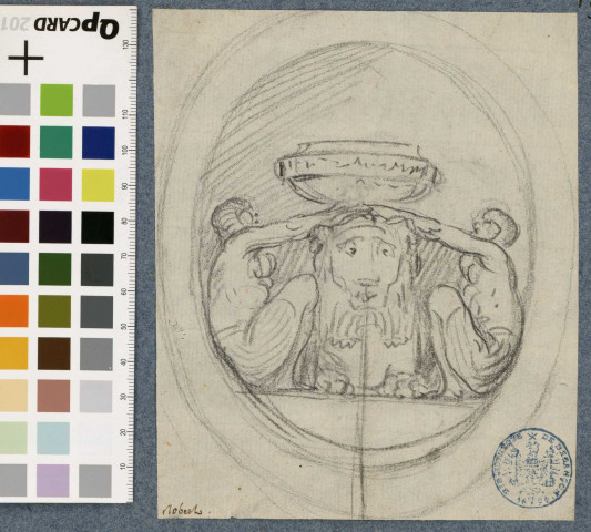 Fontaine avec un lion flanqué de femmes égyptiennes , [1750-1800]