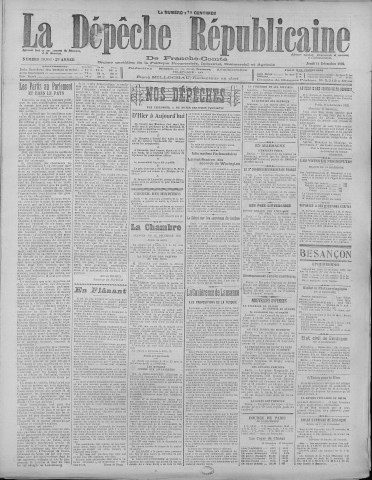 14/12/1922 - La Dépêche républicaine de Franche-Comté [Texte imprimé]