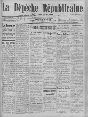 30/09/1912 - La Dépêche républicaine de Franche-Comté [Texte imprimé]