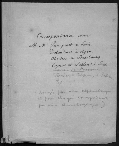 Ms 630 - Correspondance du bibliothécaire Louis Coste